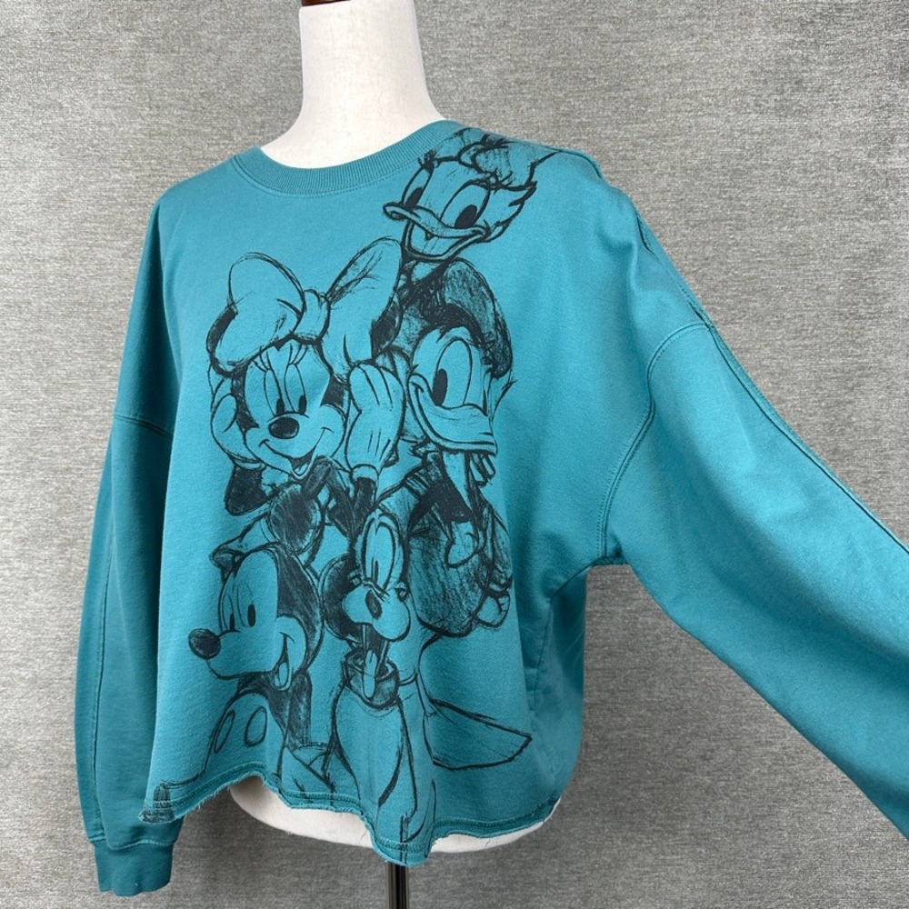 Disney Mickey and Friends Graphic Sweatshirt Sketched Teal Blue XXL - Picture 2 of 13